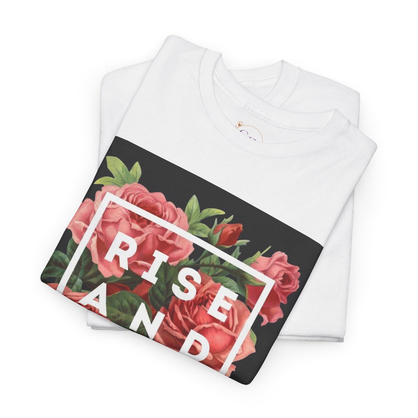 Rise and Shine Floral Unisex Heavy Cotton Tee, Motivational T-Shirt, Gift for Her, Inspirational Apparel, Summer Style, Casual Wear