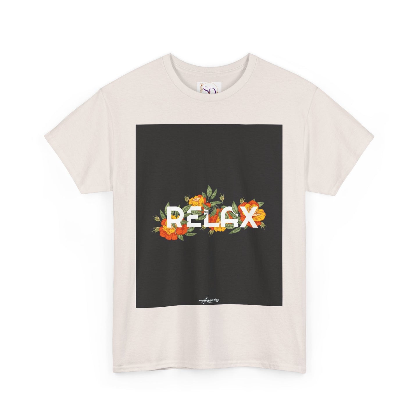 Relax Floral Unisex Heavy Cotton Tee, Casual Wear, Gift for Her, Comfortable T-Shirt, Summer Style, Relaxation Tee, Birthday Gift