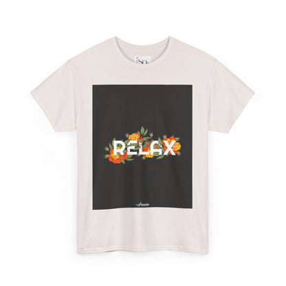 Relax Floral Unisex Heavy Cotton Tee, Casual Wear, Gift for Her, Comfortable T-Shirt, Summer Style, Relaxation Tee, Birthday Gift