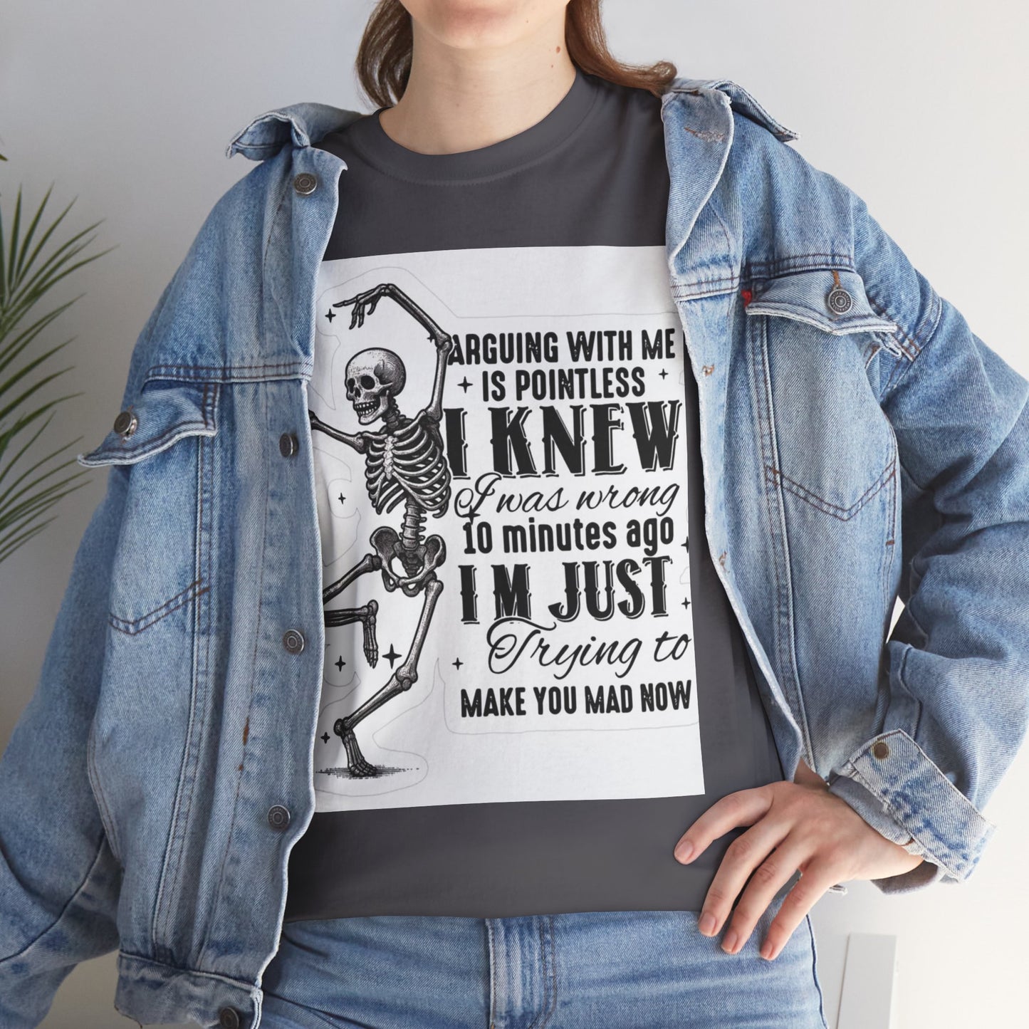Skeleton Humor Unisex Heavy Cotton Tee - Perfect for Halloween and Casual Wear