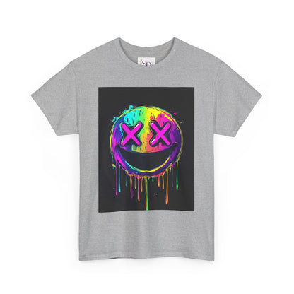 Colorful Graffiti Smiley Face Tee, Casual T-Shirt, Gift for Friends, Streetwear Style, Festival Attire, Fun Graphic Tee