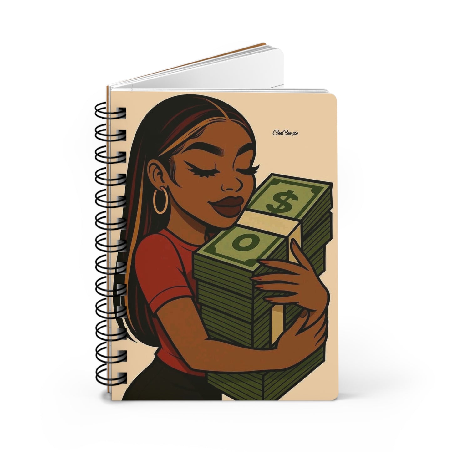 Stylish Spiral Bound Journal - Empowering Art, Motivational Notebook, Gift for Entrepreneurs, Money Mindset Journal, Aesthetic Writing Pad