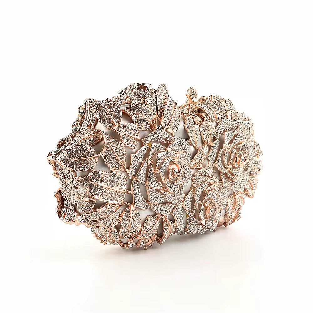 Pink Silver Shimmer Sequin Crystal Evening Clutch Bag – Detachable Chain Party, Wedding & Prom Handbag