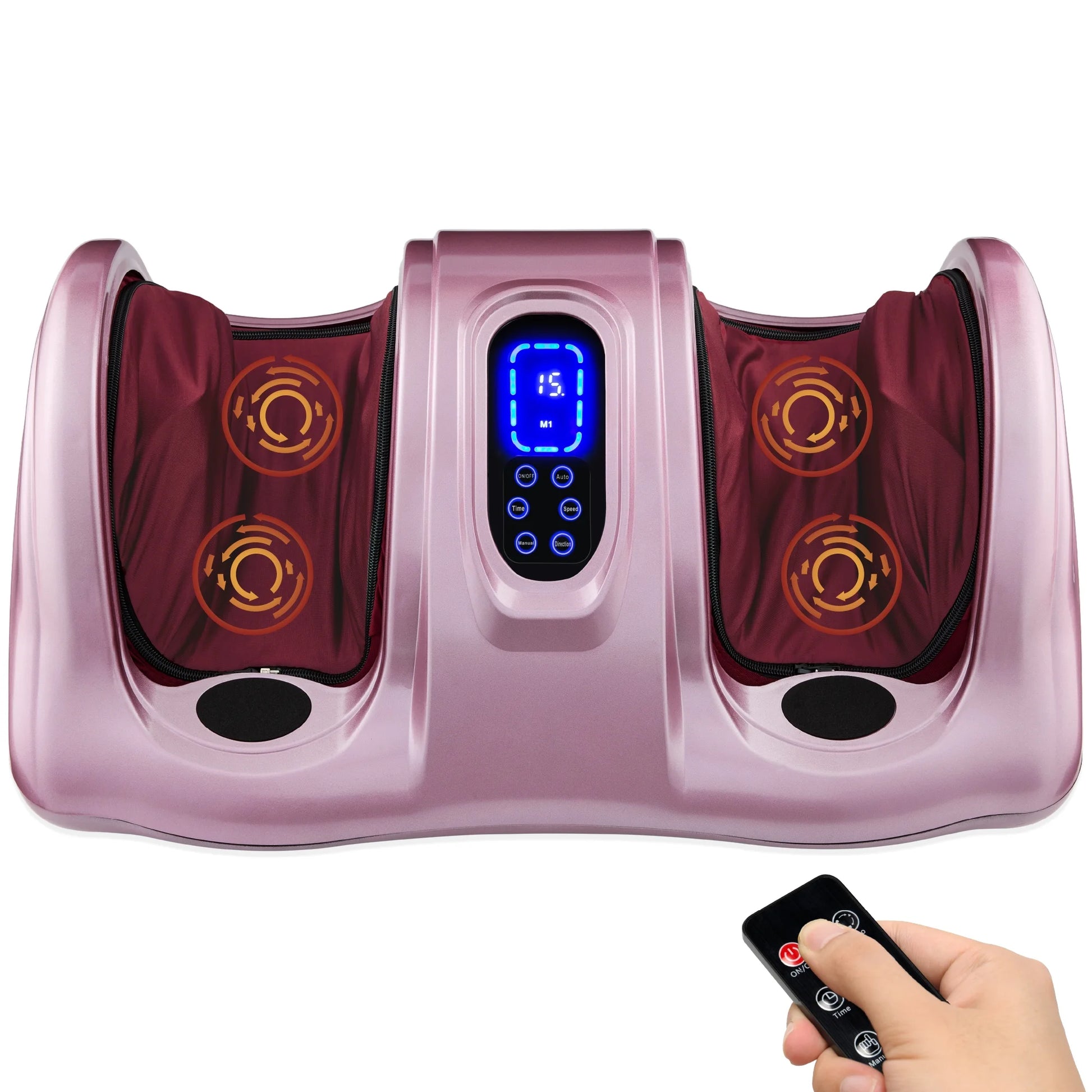 Therapeutic Kneading & Rolling Shiatsu Foot Massager W/ High Intensity Rollers, Remote - Rose Gold