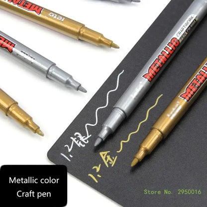 2Pcs Metallic Acrylic Paint Pens Create Art on Multiple Surfaces Gold & Silver Markers Water Based, Fine Tip