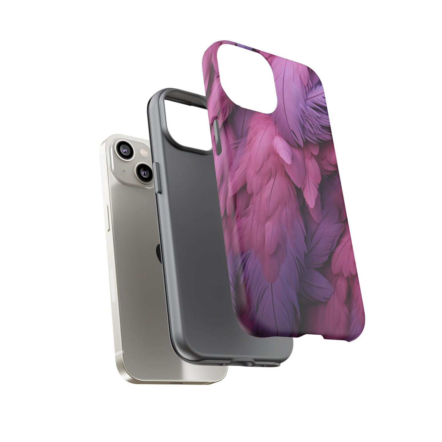 "Rebranding Into A New Badder Bitch" Pink/Purple Feathered Tough Cases