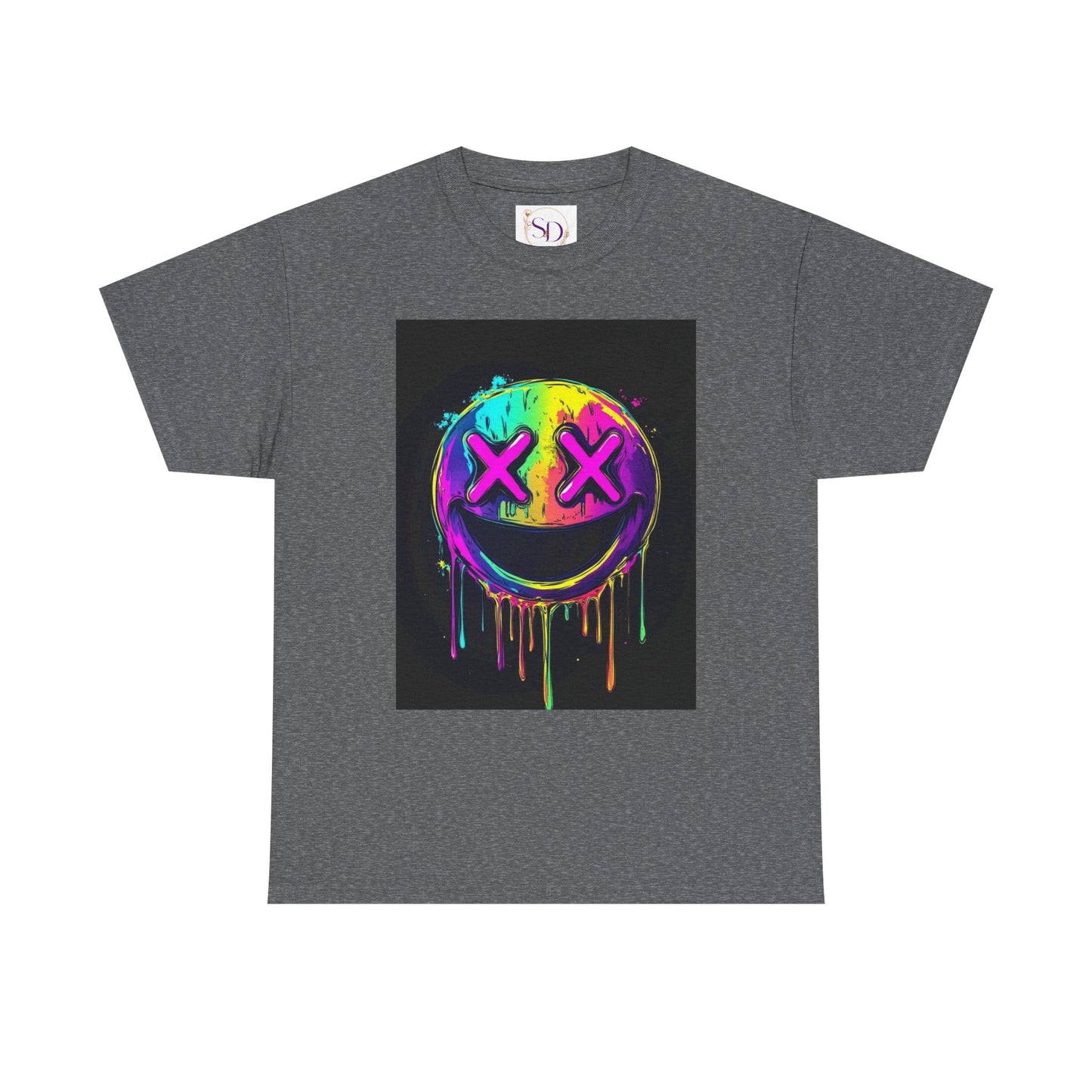 Colorful Graffiti Smiley Face Tee, Casual T-Shirt, Gift for Friends, Streetwear Style, Festival Attire, Fun Graphic Tee