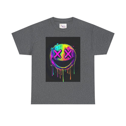 Colorful Graffiti Smiley Face Tee, Casual T-Shirt, Gift for Friends, Streetwear Style, Festival Attire, Fun Graphic Tee