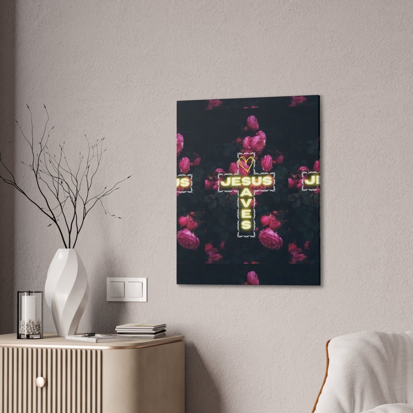 Religious Wall Art, Christian Home Decor, Jesus Saves Canvas, 0.75 inch stretched, Inspirational Gift, Religious Wall Decor, Christian Wall