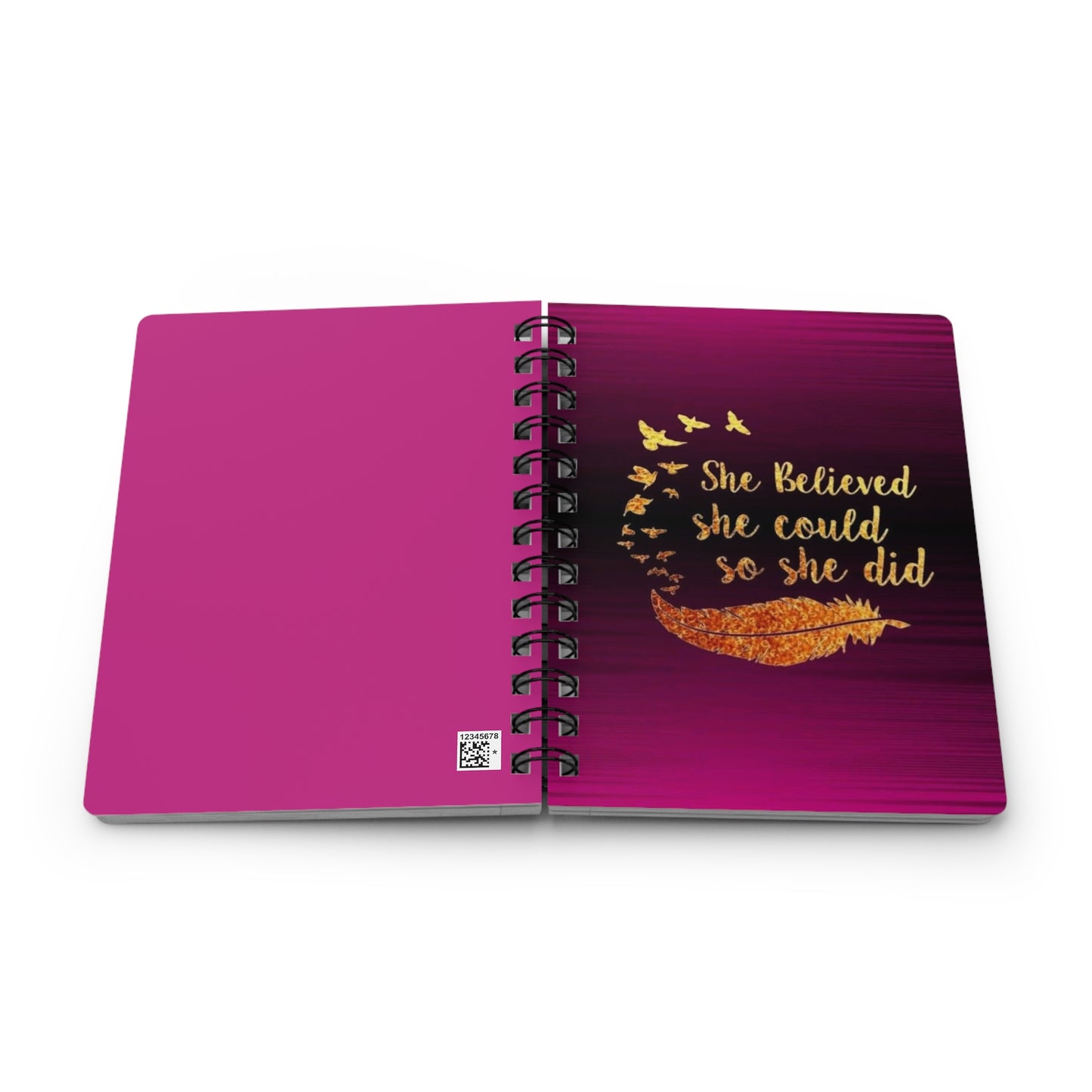 Inspiring Spiral Bound Journal - 'She Believed She Could' Motivational Notebook, Gratitude Diary, Planner, Gift for Women, Self-Care