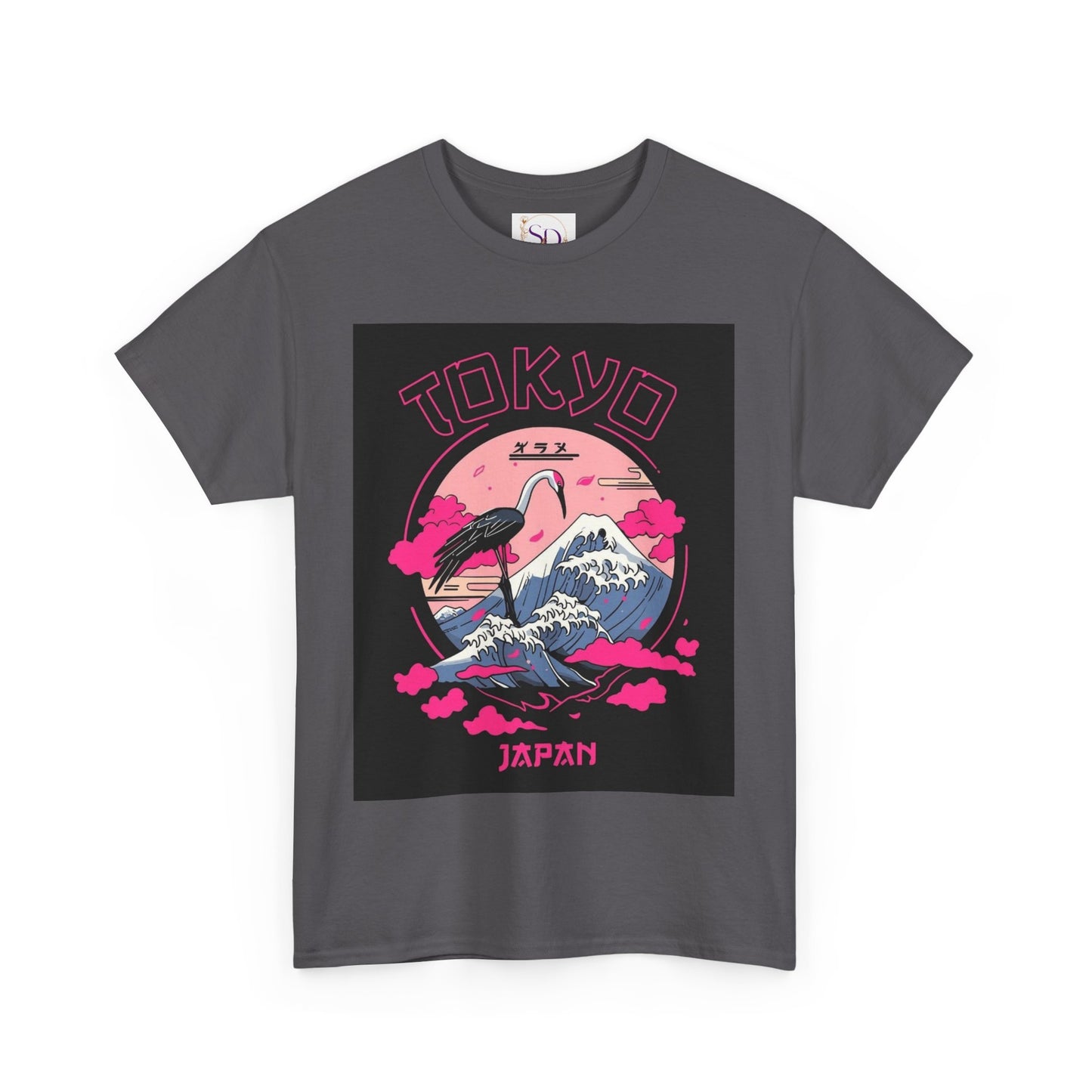 Tokyo Vintage Graphic Tee, Unisex Heavy Cotton Shirt, Japan Travel Gift, Streetwear Style, Pink & Black Design