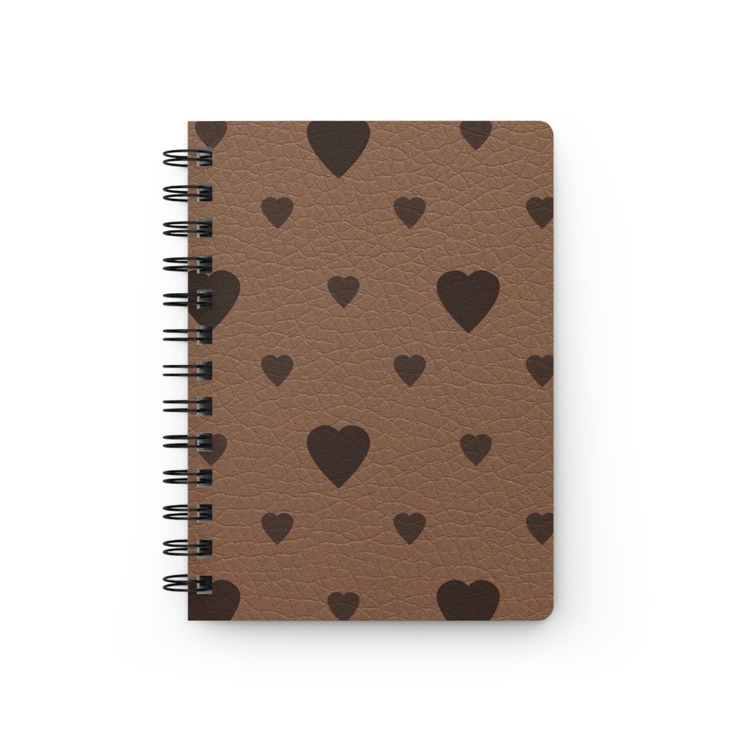 Brown Heart Pattern Spiral Bound Journal - Perfect for Note-taking, Daily Journaling, Gift for Loved Ones, Valentine's Day, Birthday