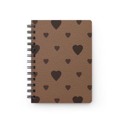 Brown Heart Pattern Spiral Bound Journal - Perfect for Note-taking, Daily Journaling, Gift for Loved Ones, Valentine's Day, Birthday