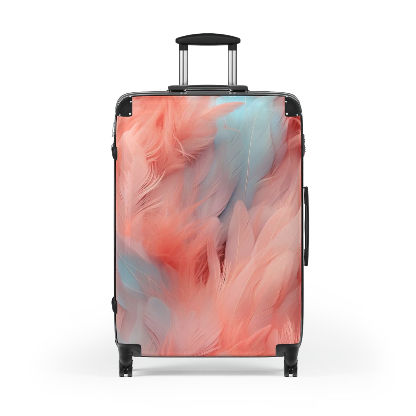 "Rebranding Into A New Badder Bitch" Feathered Suitcase ~ Baby Blue/Light Pink