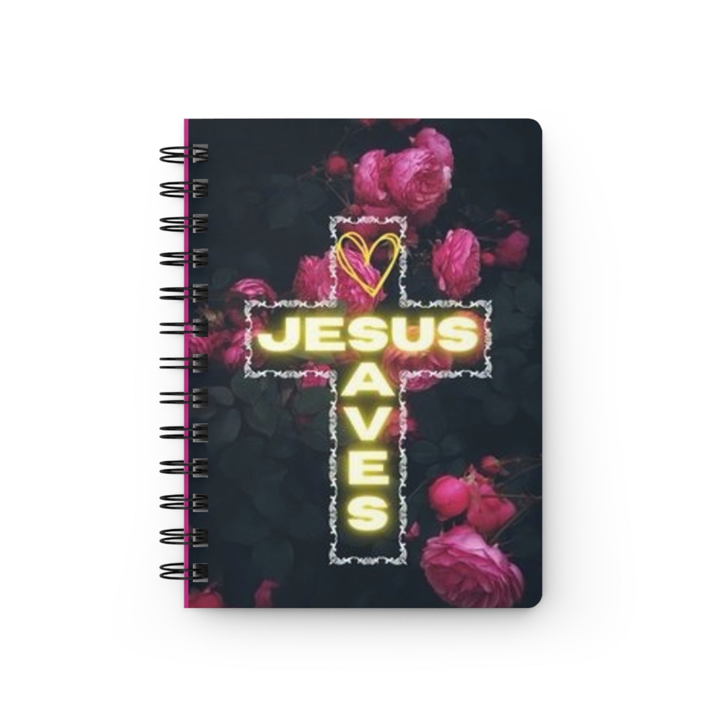 Christian Spiral Bound Journal - 'Jesus Saves' Notebook~Pink