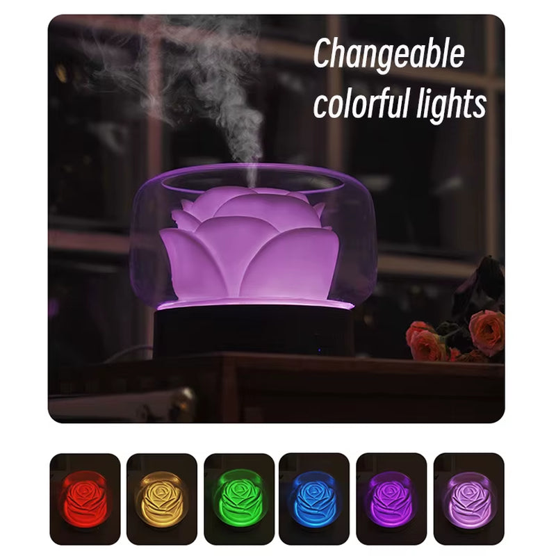 Cool Mist Portable Aroma Diffuser Flower Rose 400Ml Usb Portable Ultrasonic Essential Oil Diffuser for Home