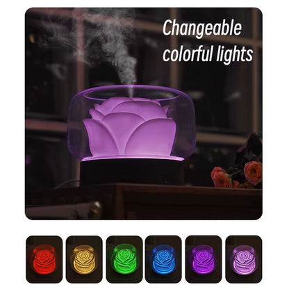 Cool Mist Portable Aroma Diffuser Flower Rose 400Ml Usb Portable Ultrasonic Essential Oil Diffuser for Home