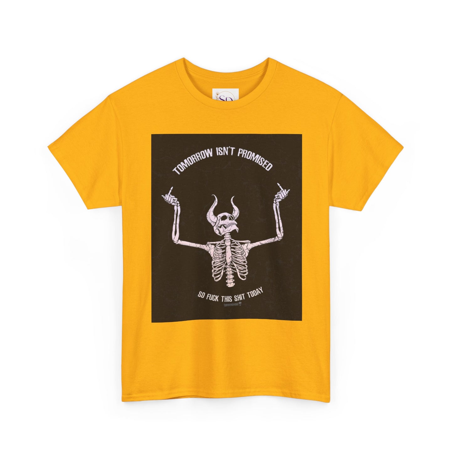 Chilling Vibes Skeleton Tee: "Tomorrow Isn't Promised"