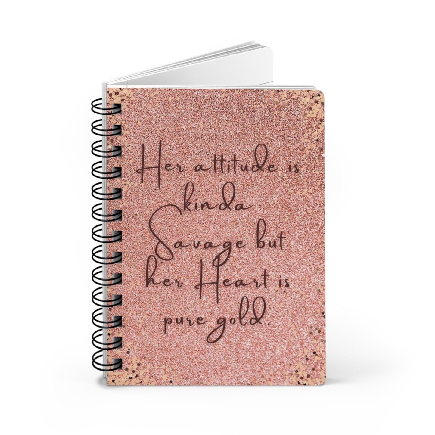 Savage Heart Spiral Bound Journal - Inspirational Gift for Her, Glitter Notebook, Motivational Writing, Self-Care Journal, Personalized