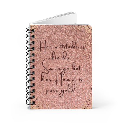 Savage Heart Spiral Bound Journal - Inspirational Gift for Her, Glitter Notebook, Motivational Writing, Self-Care Journal, Personalized