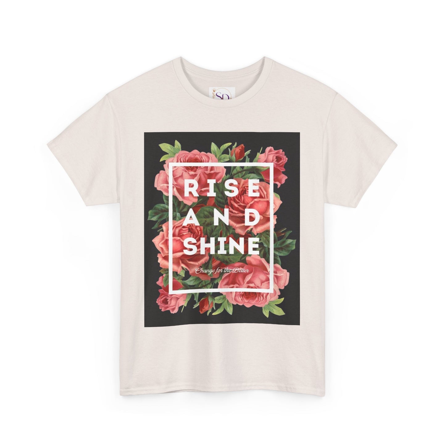 Rise and Shine Floral Unisex Heavy Cotton Tee, Motivational T-Shirt, Gift for Her, Inspirational Apparel, Summer Style, Casual Wear