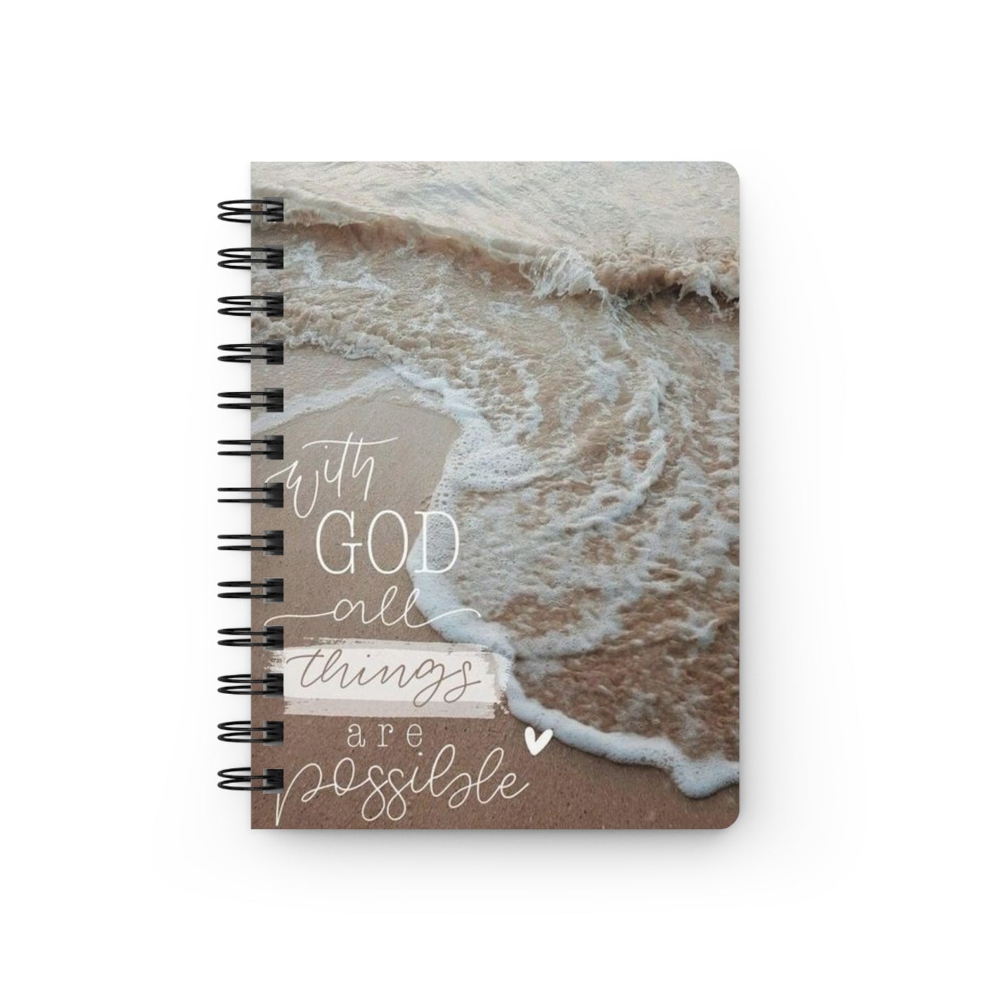 Inspirational Spiral Bound Journal - Beach Waves Design, Motivational Notebook, Daily Planner, Gift for Students, Faith Journal, Self-Care