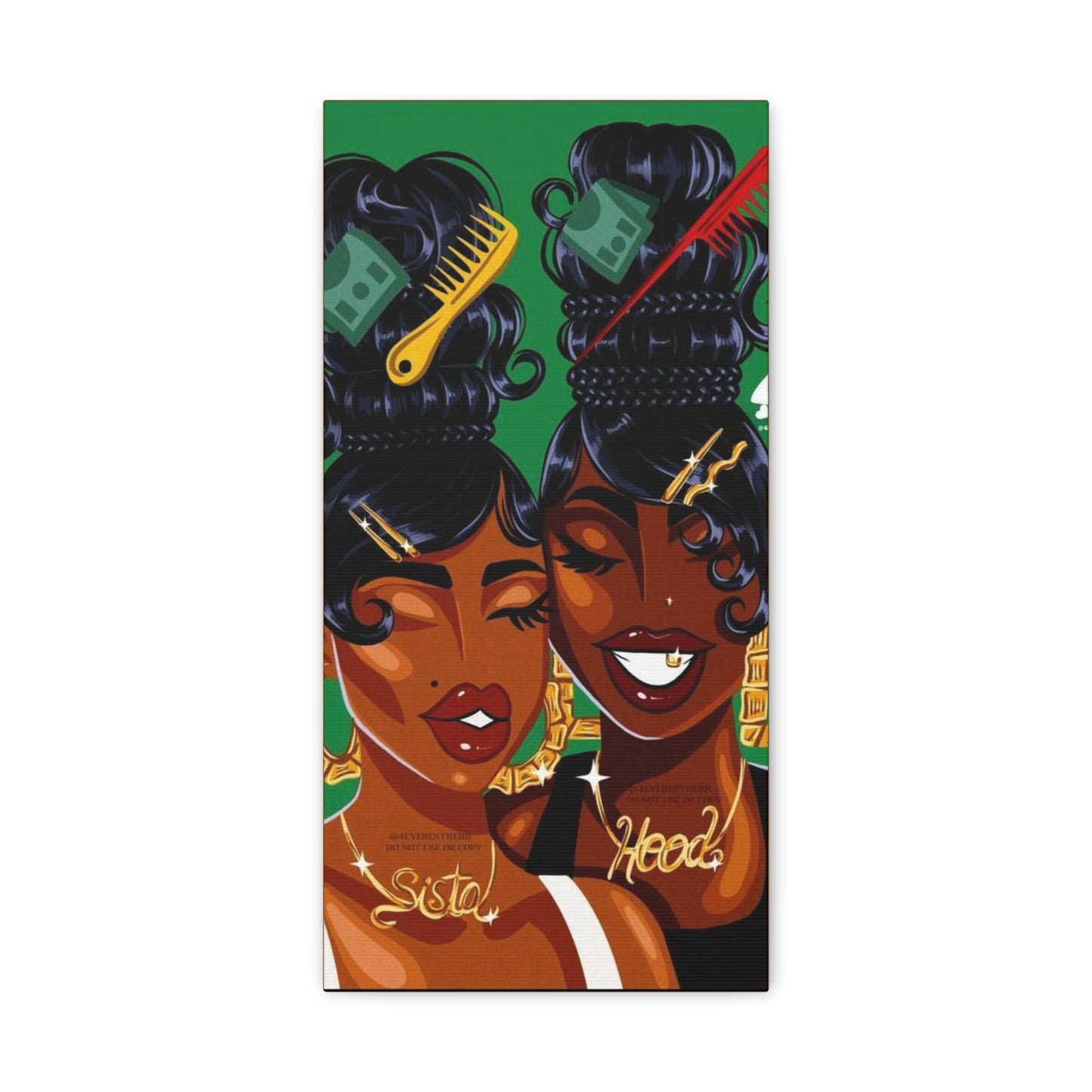 Sisterhood Canvas Print, Bold Black Girl Art, Home Decor, Unique Gift, Inspirational Wall Art, Afrocentric Gift, Celebration of Culture