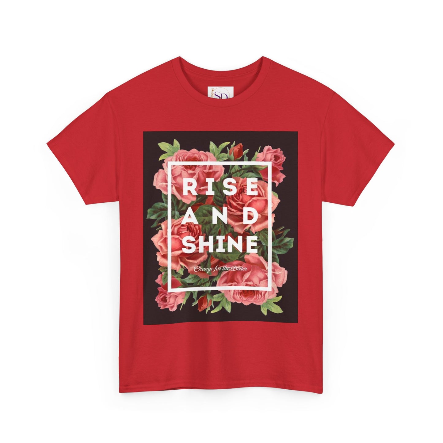 Rise and Shine Floral Unisex Heavy Cotton Tee, Motivational T-Shirt, Gift for Her, Inspirational Apparel, Summer Style, Casual Wear