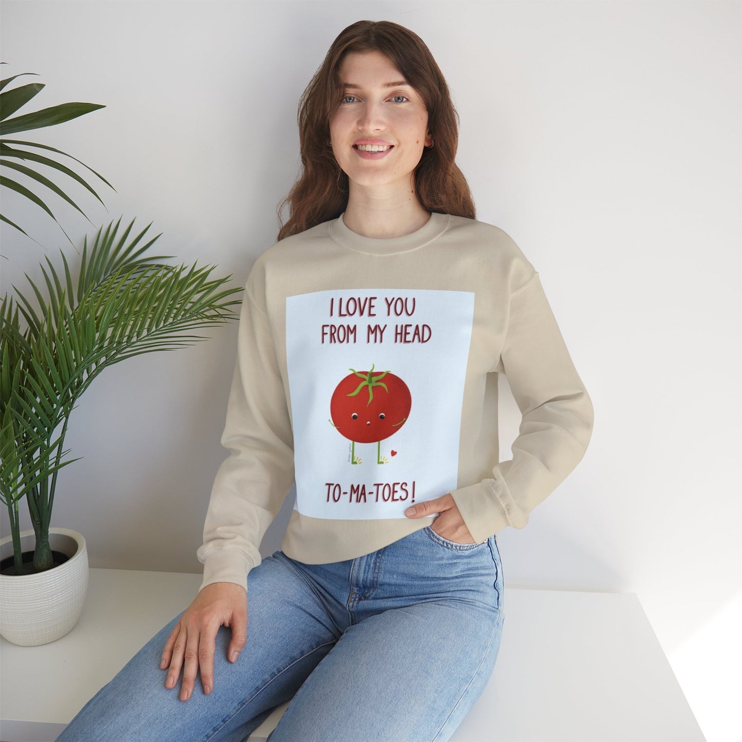 Cute Tomato Graphic Sweatshirt - "I Love You From My Head To-Ma-Toes!"