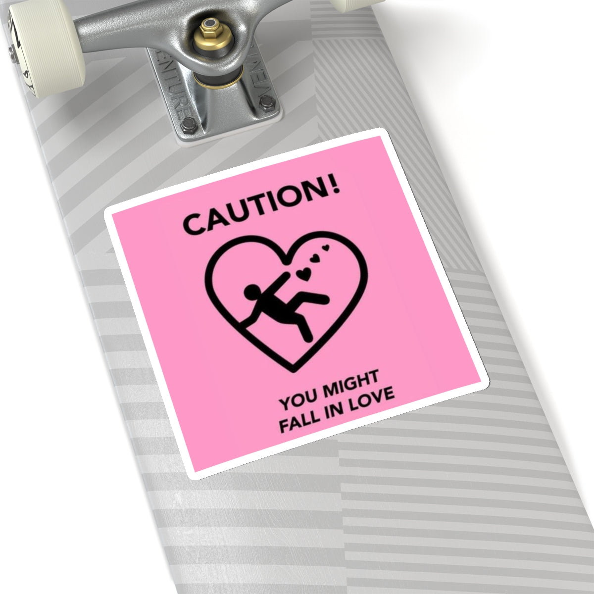 Pink Valentine's Day "Caution You Might Fall In Love" Kiss-Cut Stickers