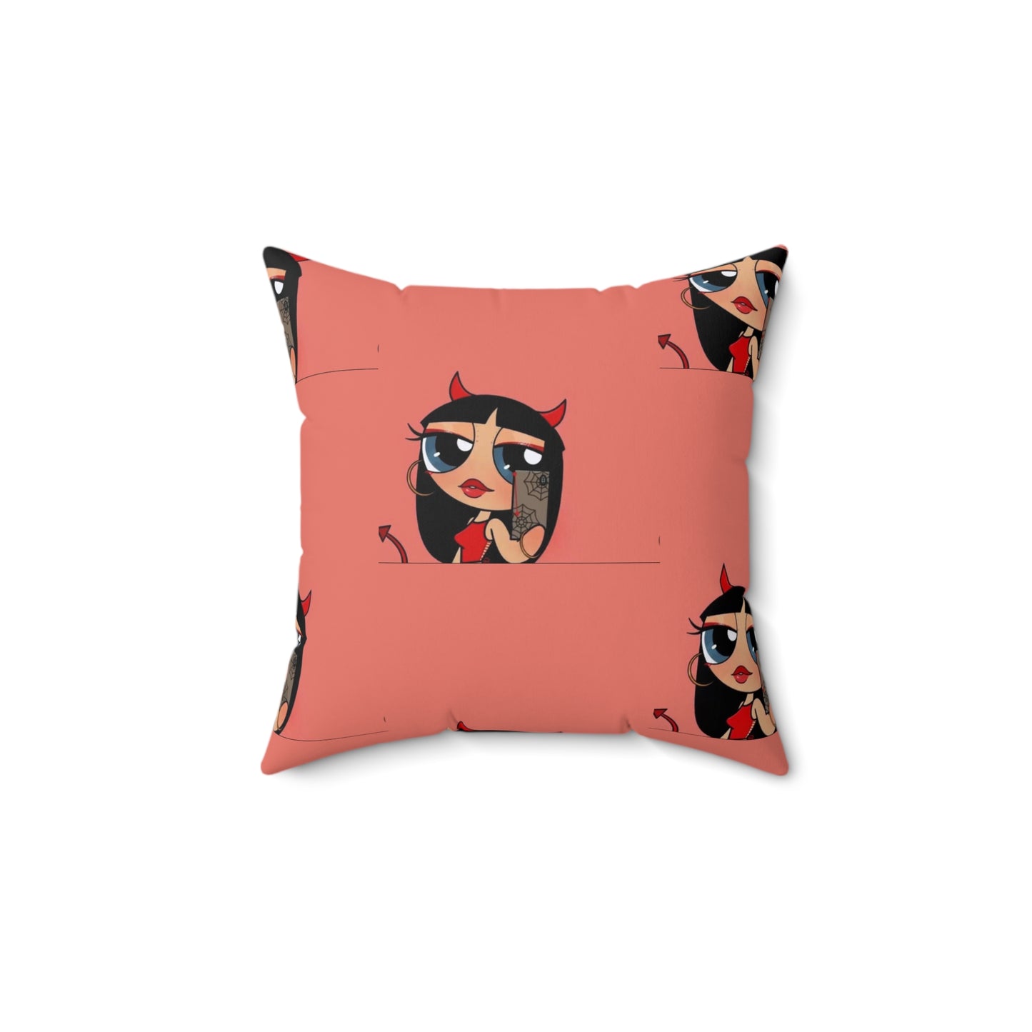 Devilish ImJustAGirl💅🏻🎀🫧~ Faux Suede Square Pillow