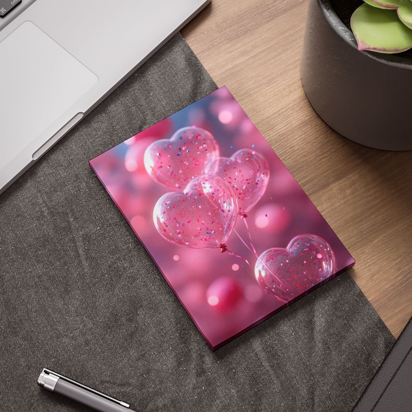 Post-it® Note Pads, pink heart shape design, Sticky Notes, Stationery, Office Supplies, Cute Desk Accessories, Reminder Cards