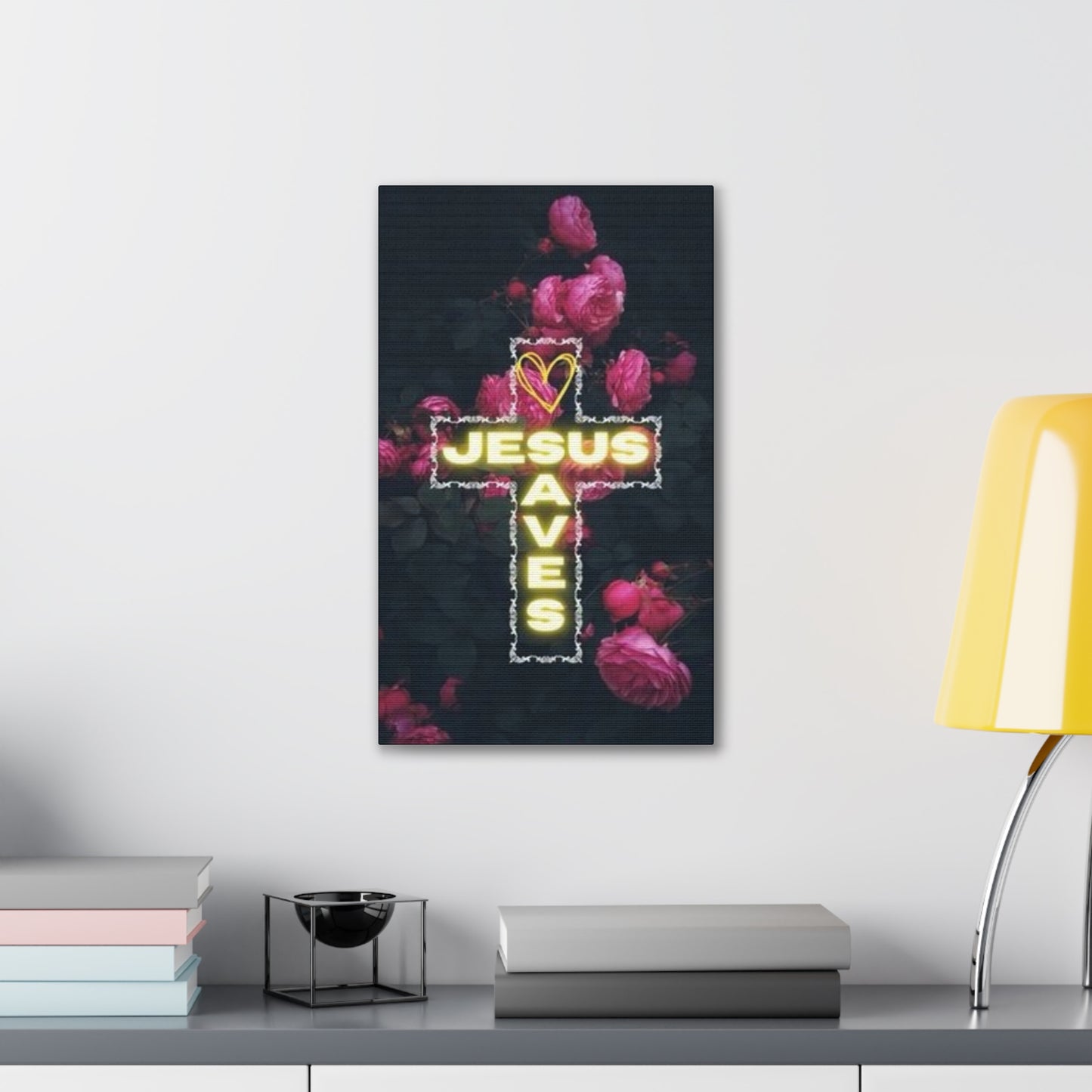 Religious Wall Art, Christian Home Decor, Jesus Saves Canvas, 0.75 inch stretched, Inspirational Gift, Religious Wall Decor, Christian Wall