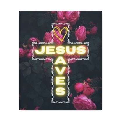 Religious Wall Art, Christian Home Decor, Jesus Saves Canvas, 0.75 inch stretched, Inspirational Gift, Religious Wall Decor, Christian Wall