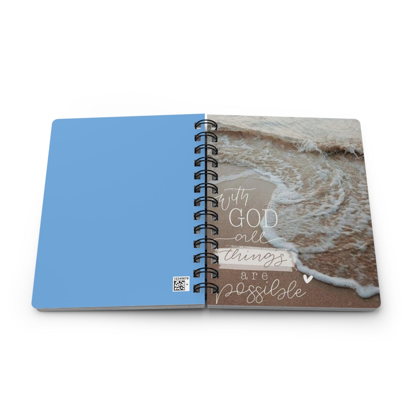 Inspirational Spiral Bound Journal - Beach Waves Design, Motivational Notebook, Daily Planner, Gift for Students, Faith Journal, Self-Care