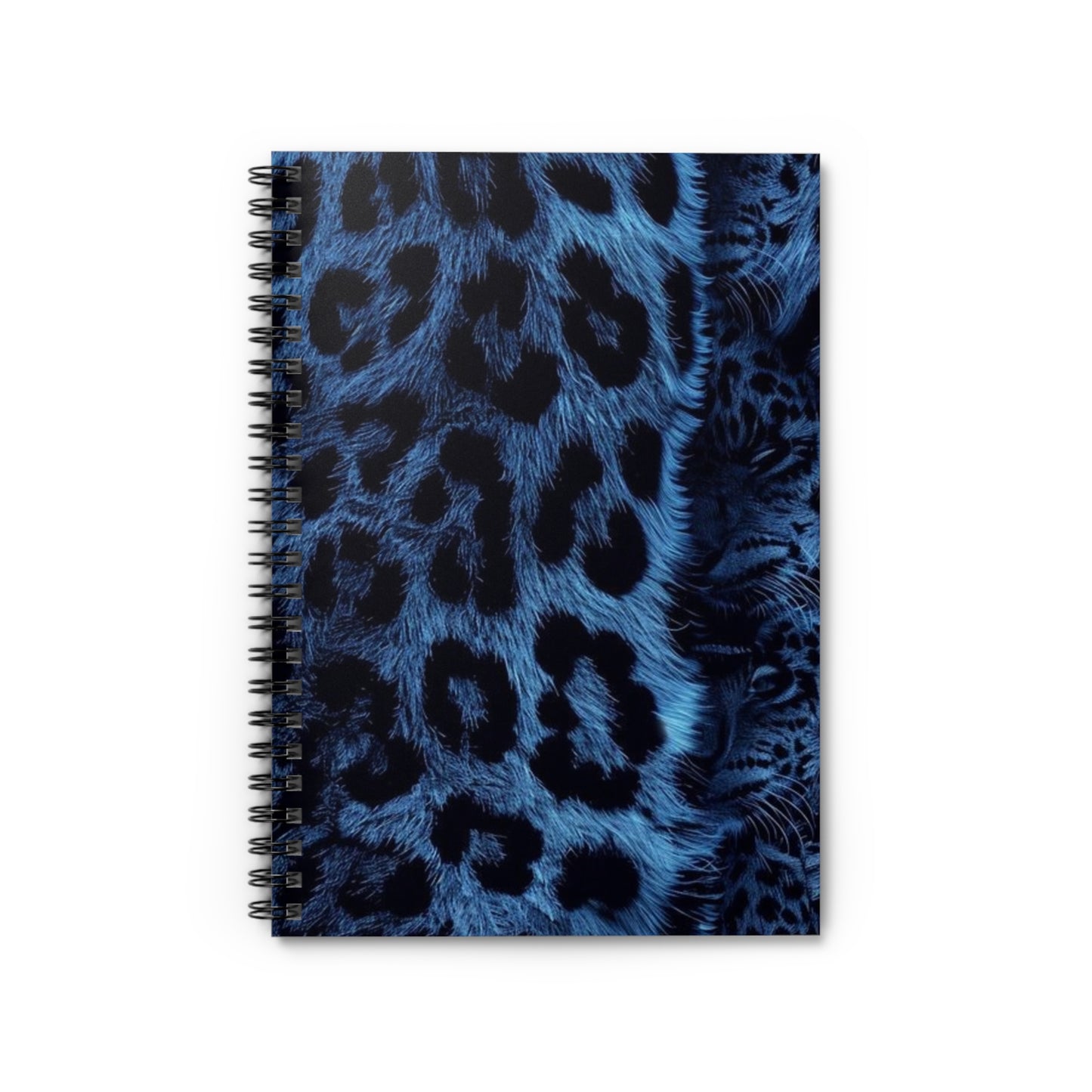 Blue Leopard Print Spiral Notebook - Ruled Line, Journal, Notepad, School Supplies, Office Stationery, Gift for Students