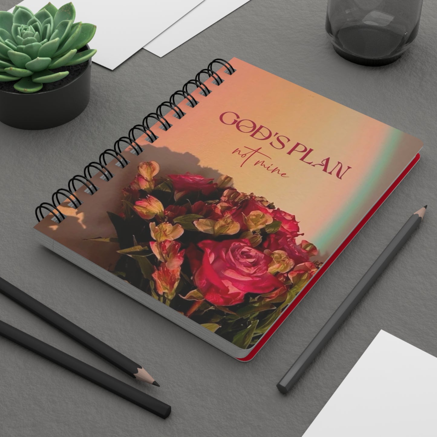 God's Plan Inspirational Spiral Bound Journal, Motivational Notebook, Gift for Teens, Christian Journal, Prayer Journal, Floral Design