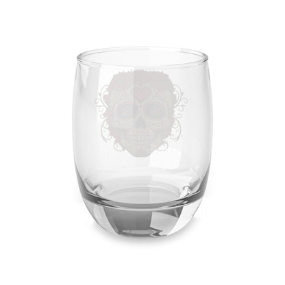 Sugar Skull Whiskey Glass, Handcrafted Drinking Glass, Dia de los Muertos Decor, Barware Gift, Unique Cocktail Glass