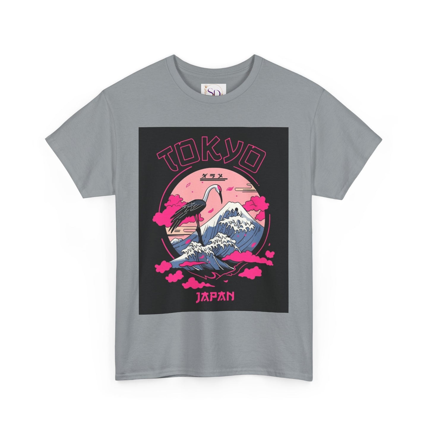 Tokyo Vintage Graphic Tee, Unisex Heavy Cotton Shirt, Japan Travel Gift, Streetwear Style, Pink & Black Design
