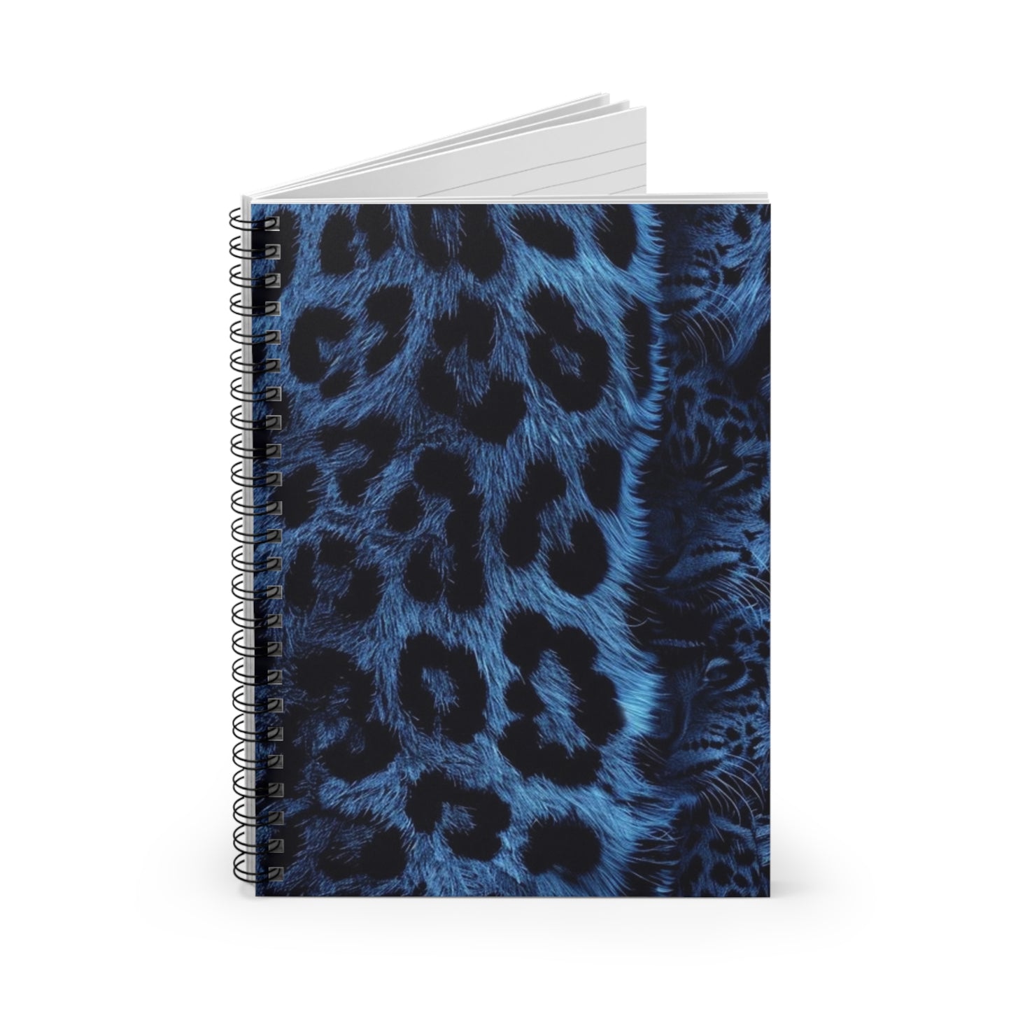 Blue Leopard Print Spiral Notebook - Ruled Line, Journal, Notepad, School Supplies, Office Stationery, Gift for Students