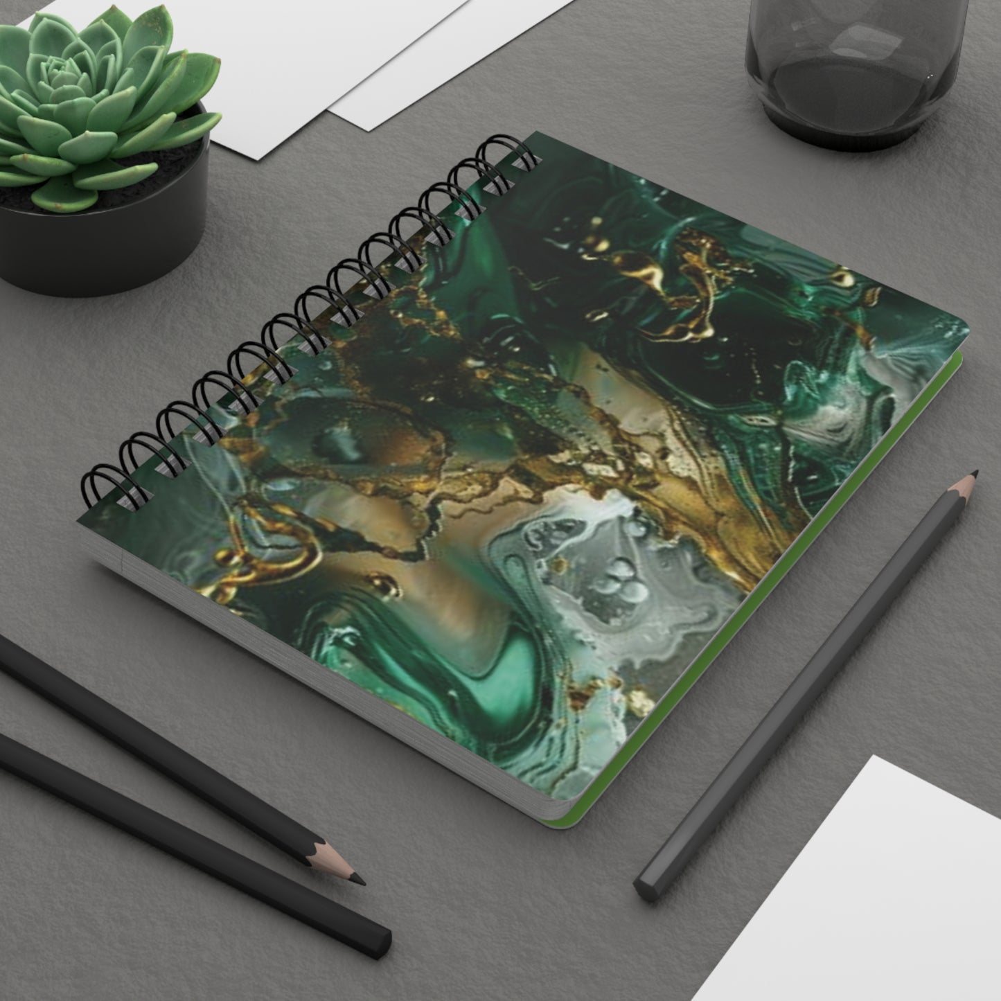 Elegant Spiral Bound Journal | Green Marble Design | Perfect for Journaling, Note-Taking, Gift for Writers, Students, Holidays