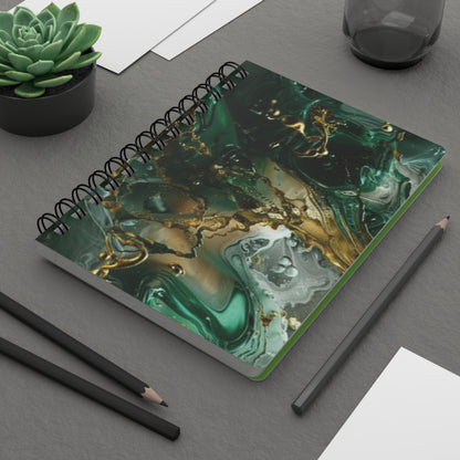 Elegant Spiral Bound Journal | Green Marble Design | Perfect for Journaling, Note-Taking, Gift for Writers, Students, Holidays