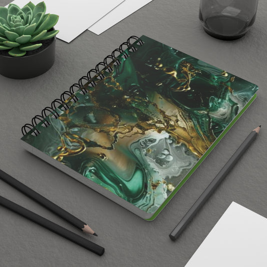 Elegant Spiral Bound Journal | Green Marble Design | Perfect for Journaling, Note-Taking, Gift for Writers, Students, Holidays