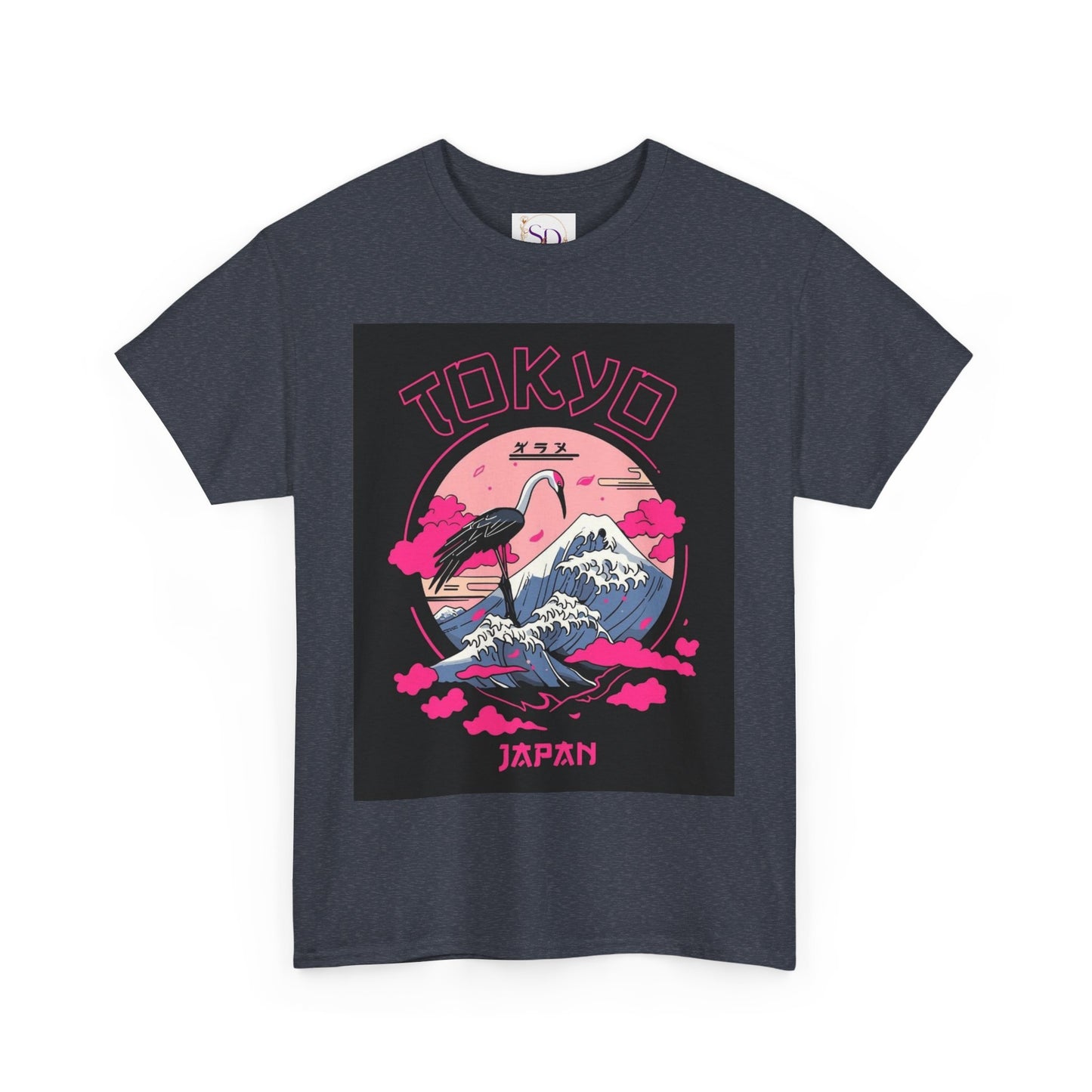 Tokyo Vintage Graphic Tee, Unisex Heavy Cotton Shirt, Japan Travel Gift, Streetwear Style, Pink & Black Design