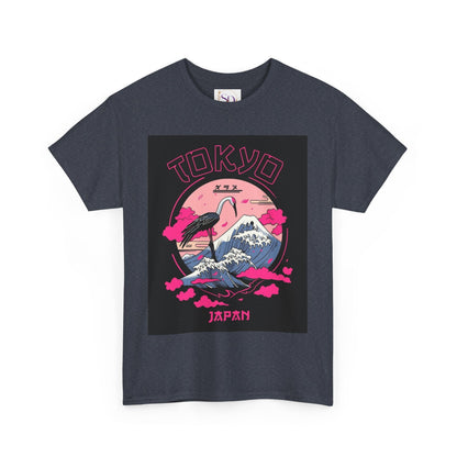 Tokyo Vintage Graphic Tee, Unisex Heavy Cotton Shirt, Japan Travel Gift, Streetwear Style, Pink & Black Design