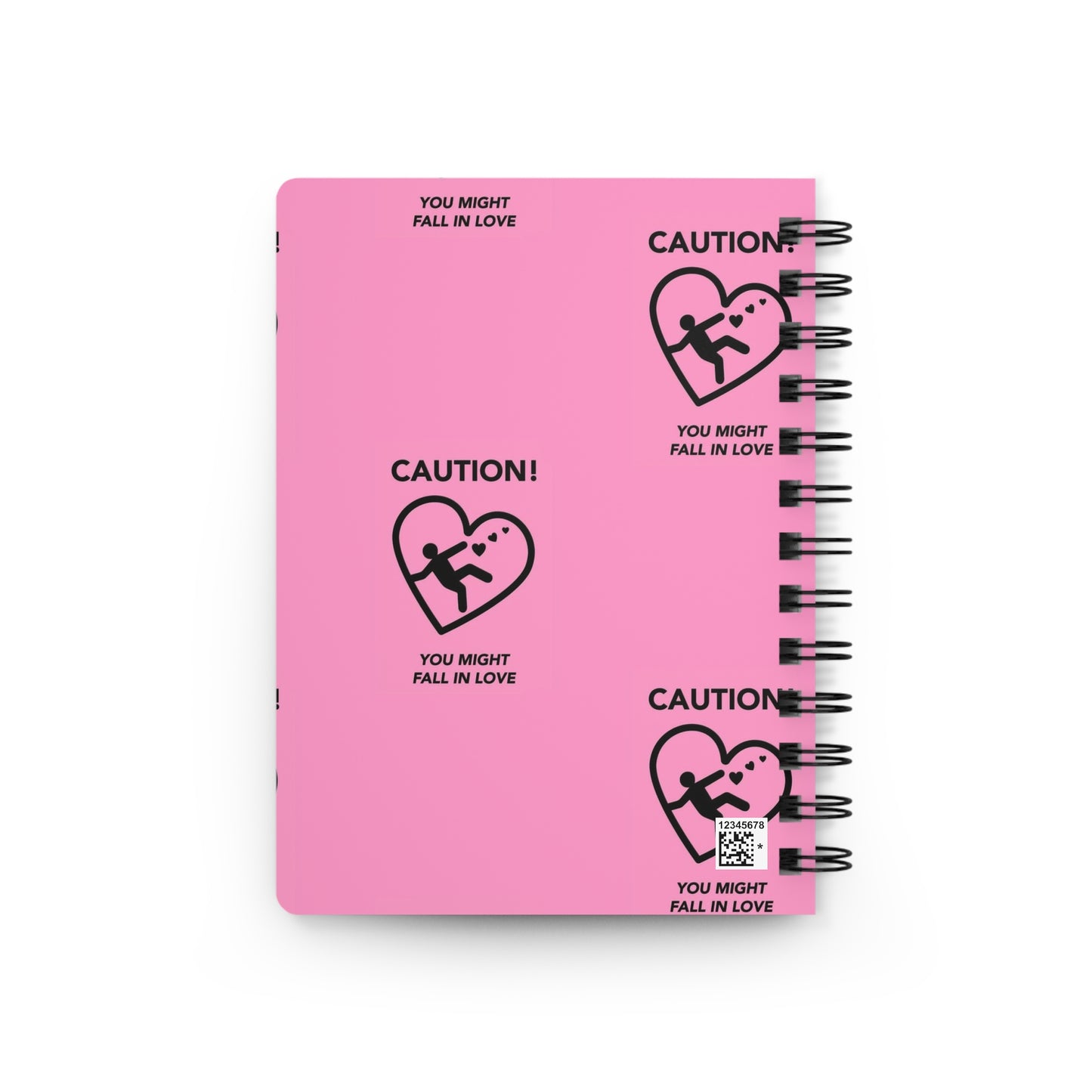 Pink Valentines Day "Caution You Might Fall In Love" Spiral Bound Journal