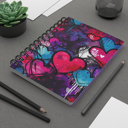 Colorful Heart Spiral Bound Journal, Love Notebook, Cute Gift for Valentine's Day, Art Journal, Doodle Book, Creative Writing
