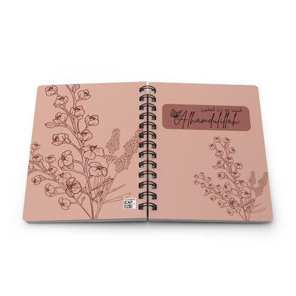 Botanical Spiral Bound Journal - Inspirational Alhamdulillah Quote, Floral Writing Notebook, Gift for Students, Gratitude Diary,