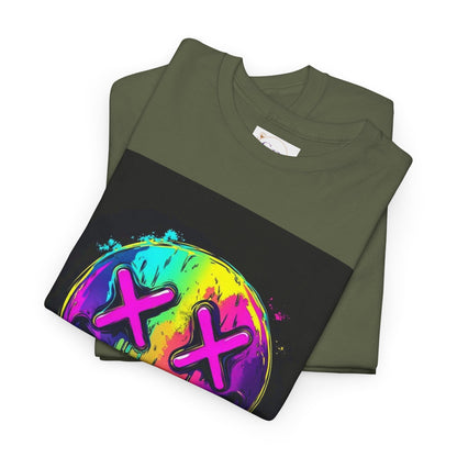 Colorful Graffiti Smiley Face Tee, Casual T-Shirt, Gift for Friends, Streetwear Style, Festival Attire, Fun Graphic Tee