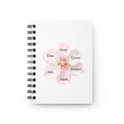 Inspirational Floral Spiral Bound Journal with Islamic Reminders, Beautiful Diary for Reflection, Gift for Ramadan, Daily Planner,